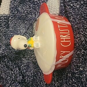 Peanuts Snoopy Rae Dunn Merry Christmas Brie Baker Mini Casserole NWT